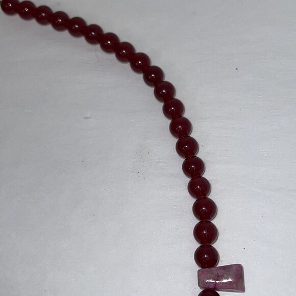 Garnet Bead And Purple Azurite Stone 19” Necklace With 925 Silver Toggle Clasps - Picture 5 of 12